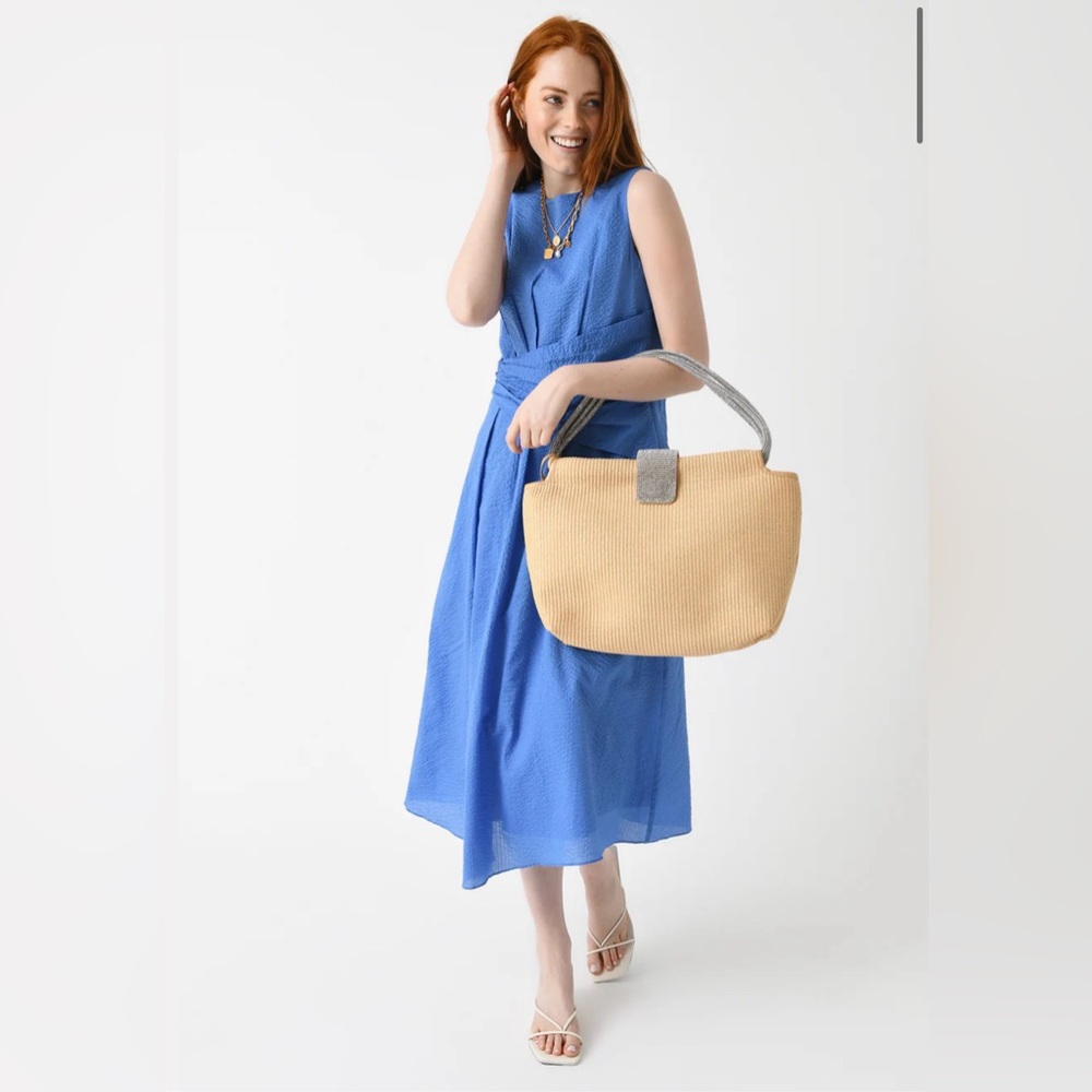 NWOT FRAME Women's Ruched Sleeveless Midi Dress